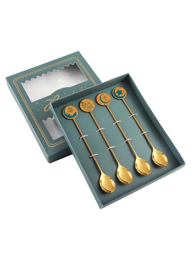 general Exquisite Spoon 4pcs Set Handle Soup Household Dessert Spoon Mixing Spoon Round Spoon Gift Box Set - Image 3